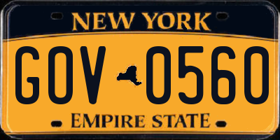 NY license plate GOV0560