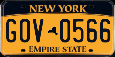 NY license plate GOV0566