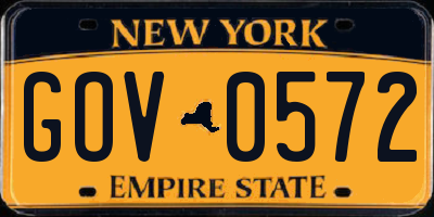 NY license plate GOV0572