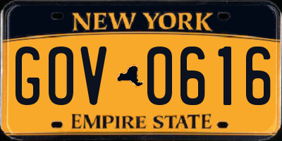 NY license plate GOV0616