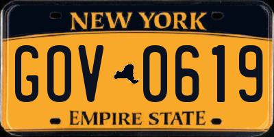 NY license plate GOV0619