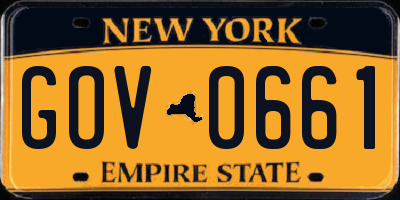 NY license plate GOV0661