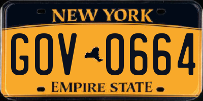 NY license plate GOV0664
