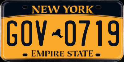 NY license plate GOV0719