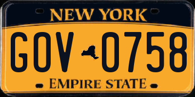 NY license plate GOV0758