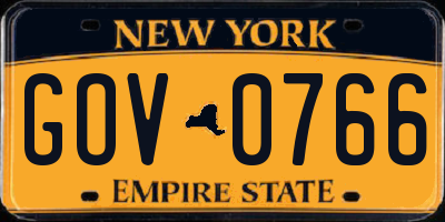 NY license plate GOV0766