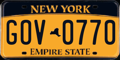 NY license plate GOV0770