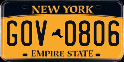 NY license plate GOV0806