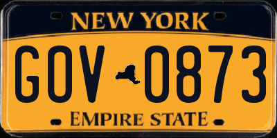 NY license plate GOV0873