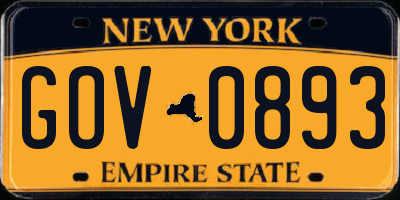 NY license plate GOV0893