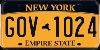 NY license plate GOV1024