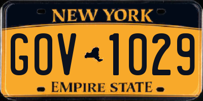 NY license plate GOV1029