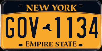 NY license plate GOV1134