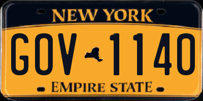 NY license plate GOV1140