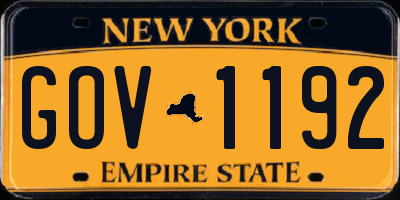 NY license plate GOV1192