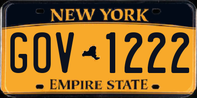 NY license plate GOV1222