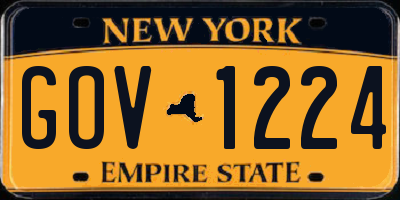 NY license plate GOV1224