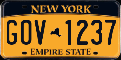 NY license plate GOV1237