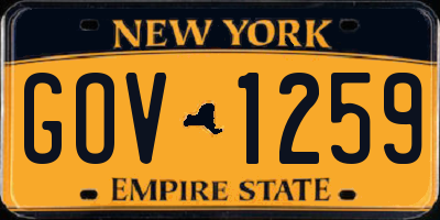 NY license plate GOV1259