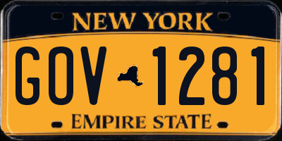 NY license plate GOV1281