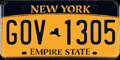 NY license plate GOV1305