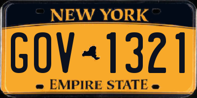 NY license plate GOV1321