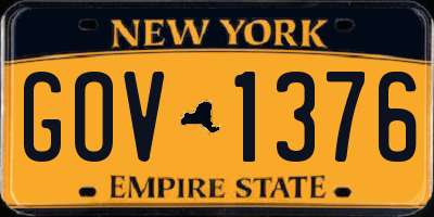 NY license plate GOV1376