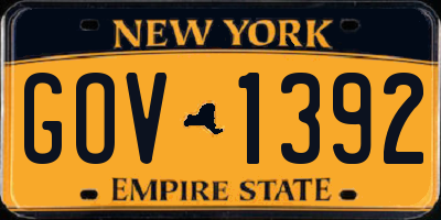 NY license plate GOV1392