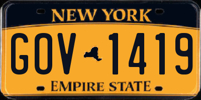 NY license plate GOV1419
