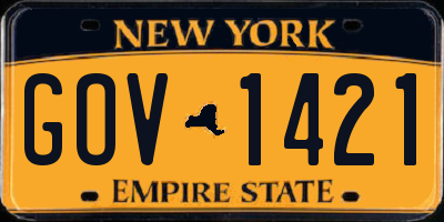 NY license plate GOV1421