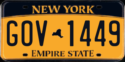 NY license plate GOV1449