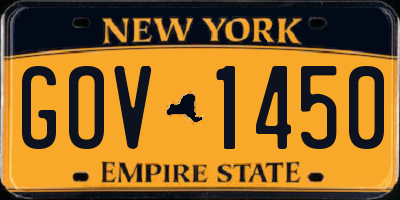 NY license plate GOV1450