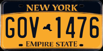 NY license plate GOV1476