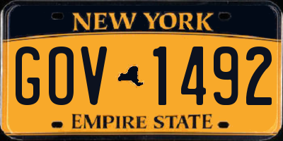 NY license plate GOV1492