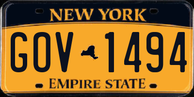 NY license plate GOV1494