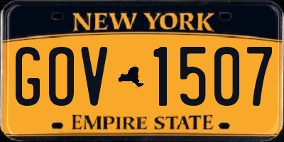 NY license plate GOV1507