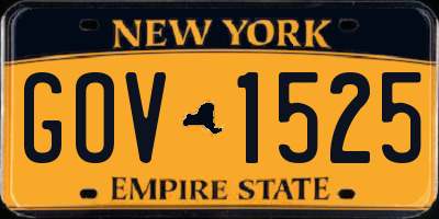 NY license plate GOV1525