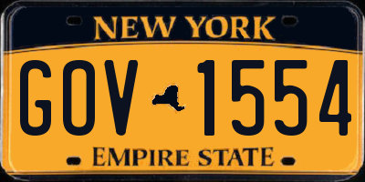 NY license plate GOV1554