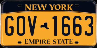 NY license plate GOV1663