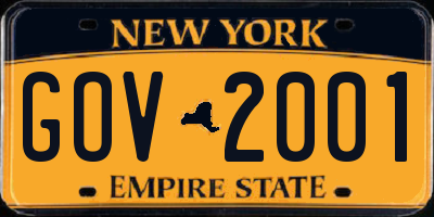 NY license plate GOV2001