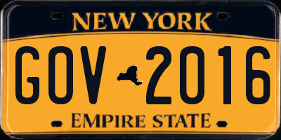 NY license plate GOV2016