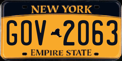NY license plate GOV2063