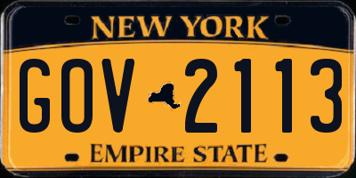 NY license plate GOV2113