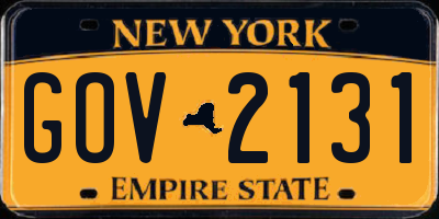 NY license plate GOV2131