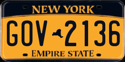 NY license plate GOV2136