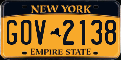 NY license plate GOV2138
