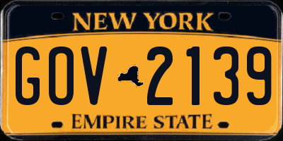 NY license plate GOV2139