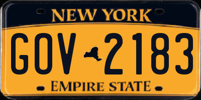 NY license plate GOV2183