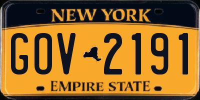 NY license plate GOV2191