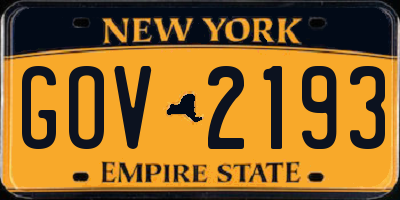 NY license plate GOV2193